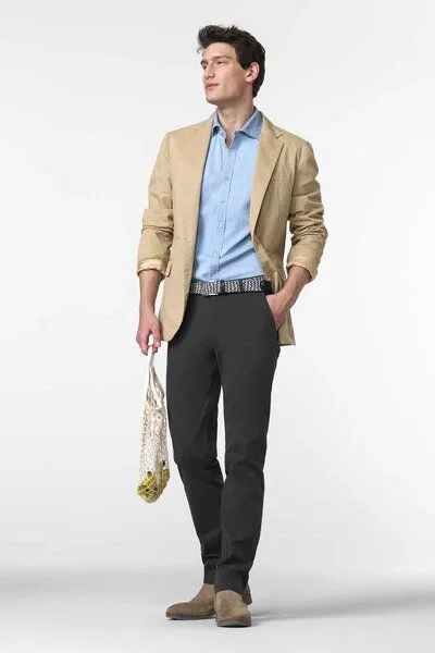 Meyer MEYER Chino im Canvas-Look, Grau (anthrazit), – Produktbild 2 von 4