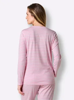 wäschepur Schlafanzug-Shirt rosé-weiß-geringelt – Produktbild 1 von 1