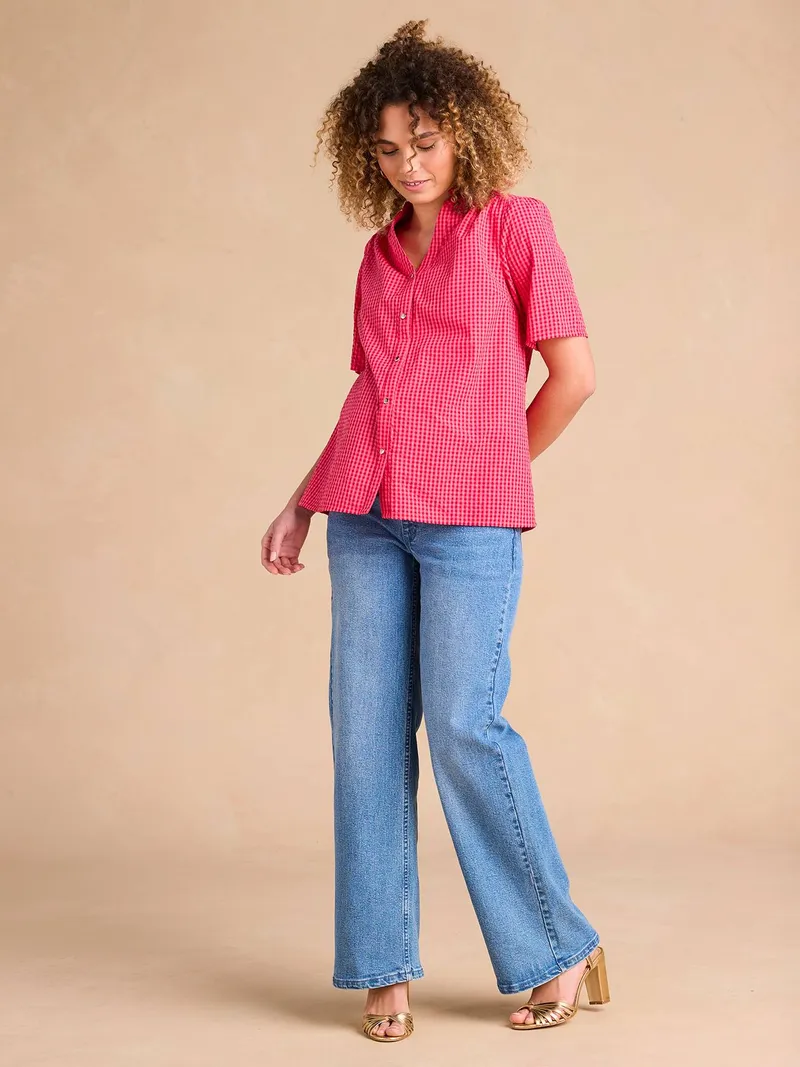 Envie De Fraise Seersucker-Hemdbluse für Schwangerschaft und Stillzeit ENVIE DE FRAISE, Rosa, – Produktbild 1 von 4