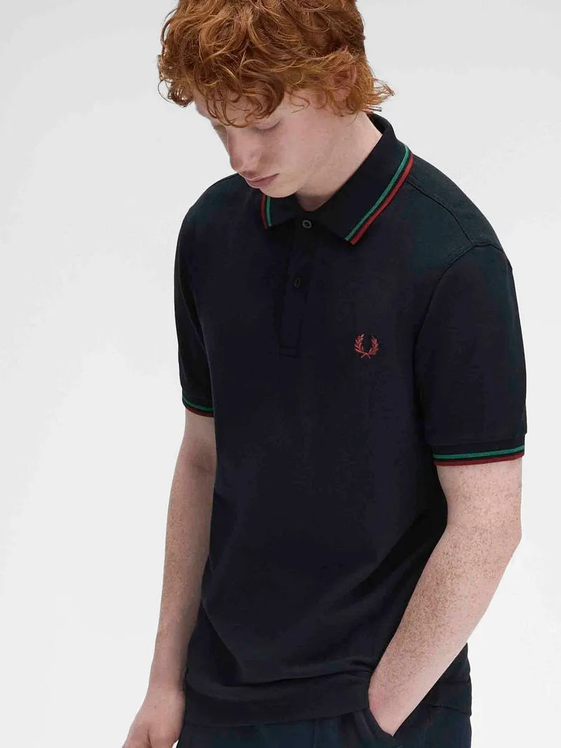 Fred Perry Fred Perry Polo Twin Tipped M3600 Navy Z58 - Größe L, Dunkelblau, – Produktbild 3 von 5