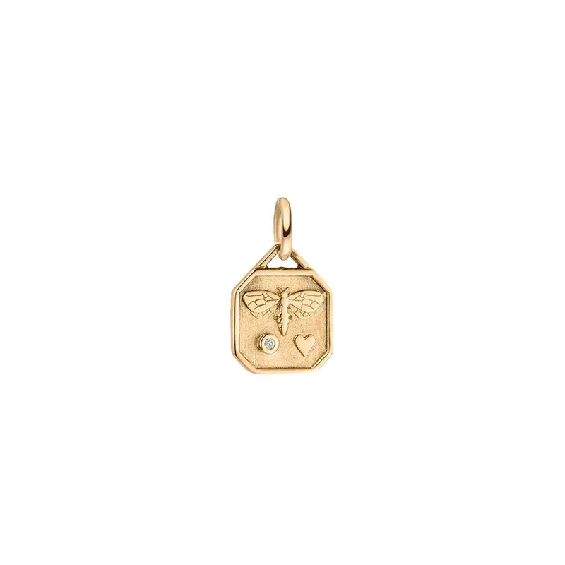 Maren Jewellery World Gold Day Bienen Charity Anhänger - 18K Gelbgold & Labordiamant – Produktbild 1 von 1