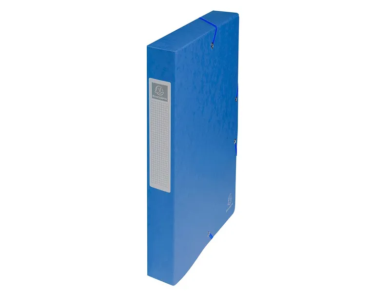 Exacompta 8 Exacompta Archivboxen, Colorspan-Karton, 600 g/m², DIN A4, Gummizug, RB 40 mm, blau – Produktbild 1 von 1