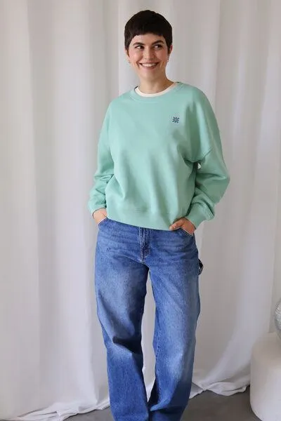 Kultgut Kultgut Artdesign - Goodness Pulloversweater im Boxistyle / Little Flower, Grün, – Produktbild 3 von 4