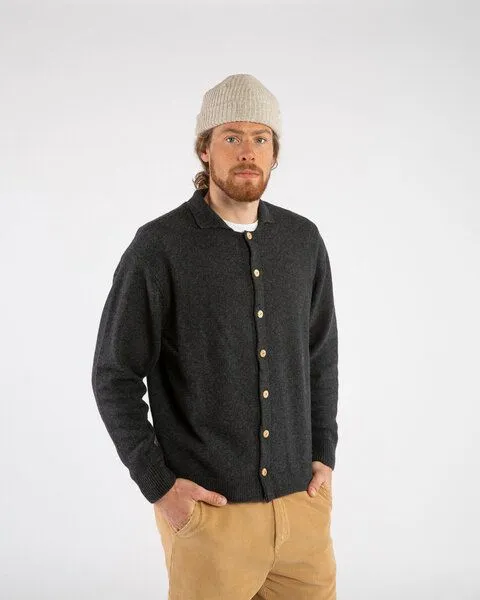 MATONA Matona Gestricktes Hemd für Männer aus Bio-Baumwolle und Lammwolle / Knit Shirt, Charcoal, – Produktbild 1 von 4