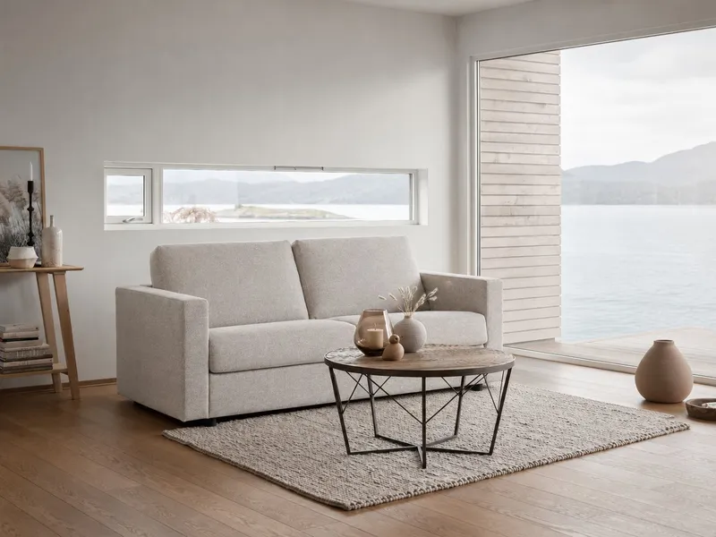 OTTO home Schlafsofa Jorren, Schlaf-Couch, Liegefl. 140 oder 160x200 cm, Bettfunktion, mit Bonel- oder Taschenfederkern, FSC®-zertifiziert, Beige, – Produktbild 1 von 5