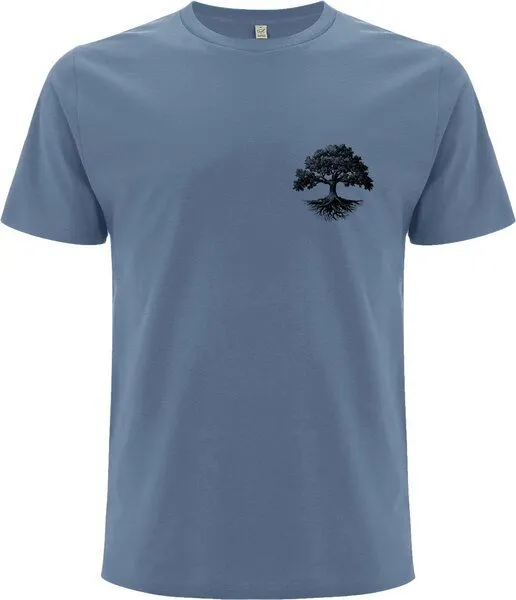 Spreecult Spreecult Kleiner Baum - Bio und Fair - Männer Unisex T-Shirt - Baumwurzel, Blau, – Produktbild 3 von 3