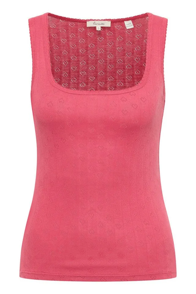 Tranquillo Tranquillo Shirttop Ajour-Top Rosaa aus Bio-Baumwolle Herzchen-Ajour-Muster, Rot, – Produktbild 5 von 5