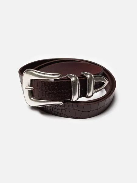 Nudie Jeans Nudie Jeans Western Faux Croco Belt, Burgundy (rot), – Produktbild 1 von 3