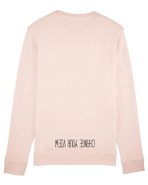 Human Family Human Family Bio Unisex Rundhals-Sweatshirt - "Change your view", Candy-pink (rosa), – Produktbild 1 von 3