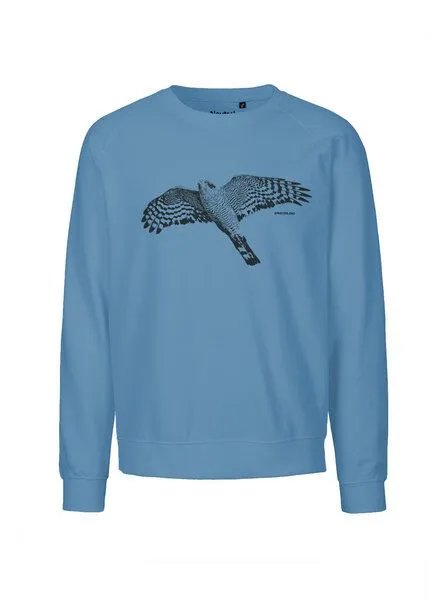 Peaces.bio - handbedruckte Biomode Peaces.bio - handbedruckte Biomode Bio Herren-Sweatshirt Sperber, Blaugrau, – Produktbild 1 von 2