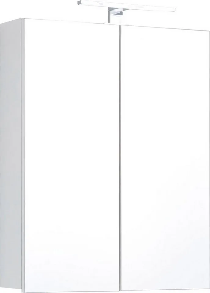 welltime Spiegelschrank Sovana Badschrank wahlweise mit oder ohne Beleuchtung - (B/T/H) 60/18/67 cm, Weiß, – Produktbild 2 von 5