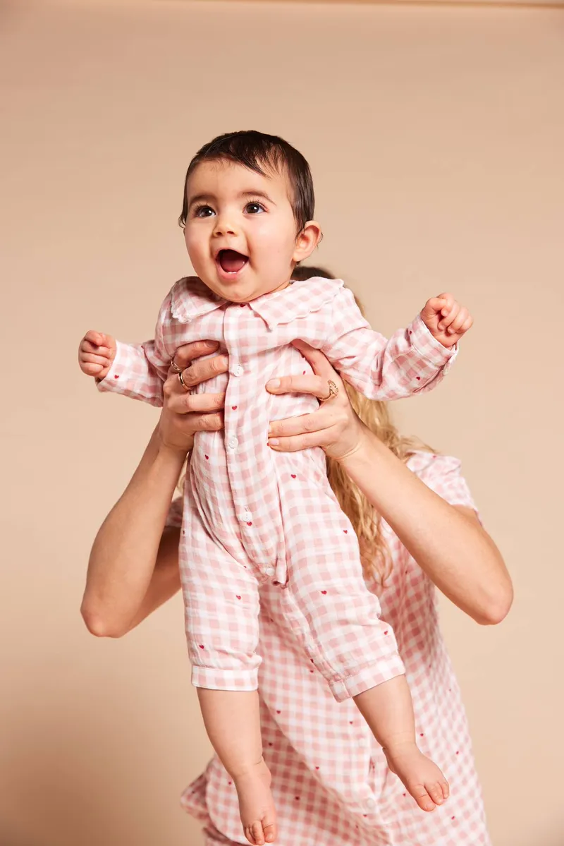 Envie De Fraise Baby Schlafanzug Vichy-Capsule ENVIE DE FRAISE pudrig, Pudrig rosa, – Produktbild 1 von 4
