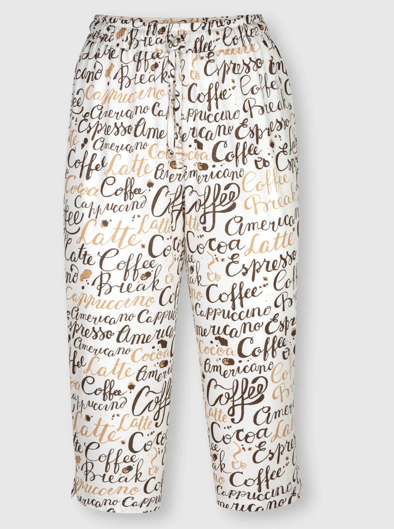 wäschepur Capri-Hose ecru-schoko-bedruckt, Ecru-schoko-bedruckt, – Produktbild 2 von 3
