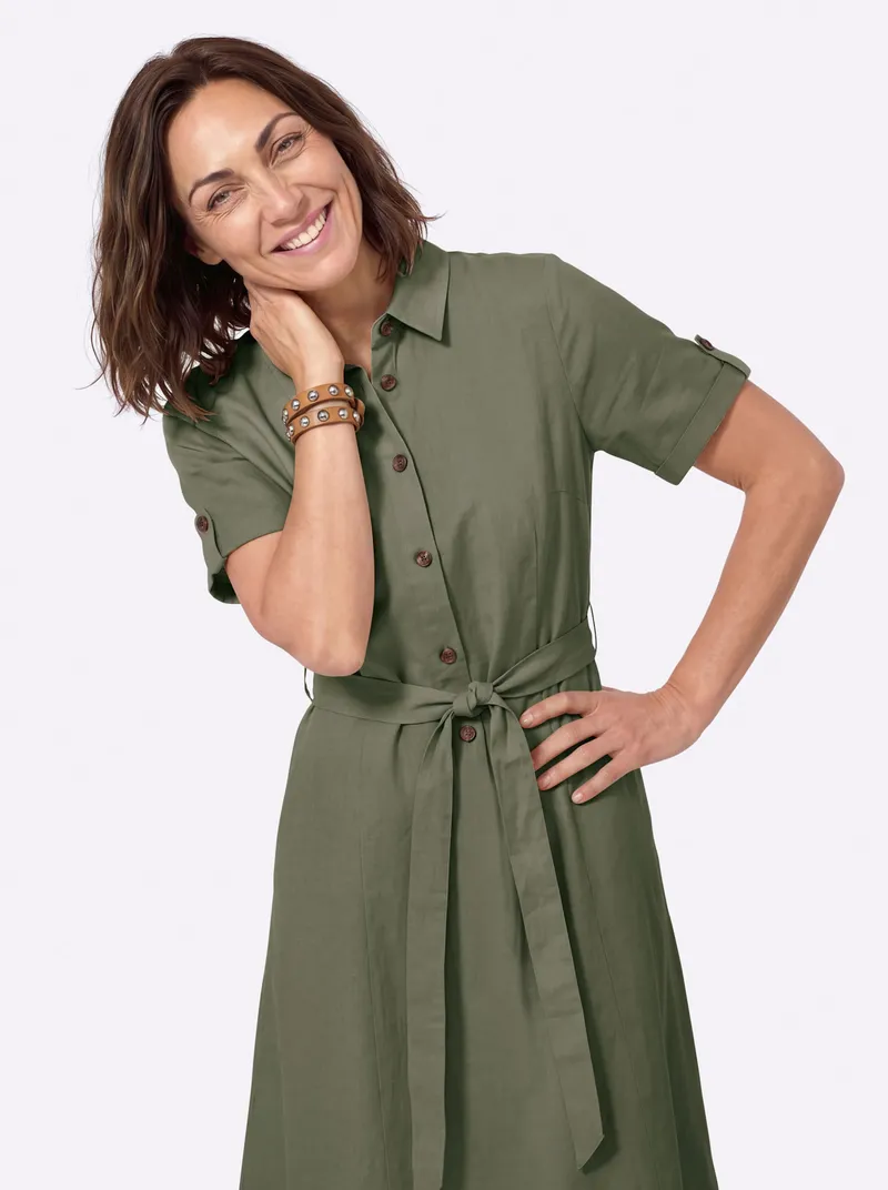 Witt Hemdblusenkleid khaki, Khaki, – Produktbild 2 von 2