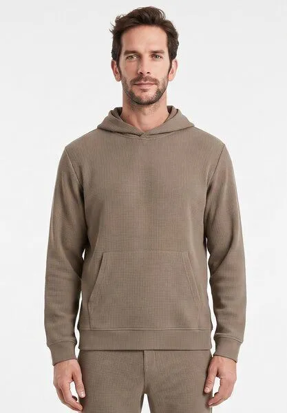 ORGANICATION ORGANICATION HECTORR | Waffel Hoodie aus Bio-Baumwolle & recyceltem Polyester, Brown, – Produktbild 1 von 4