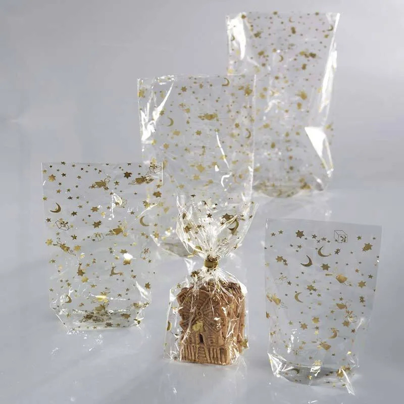 folia folia Zellglasbeutel mit Weihnachtsdruck gold 10 Stück 95 x 160 mm – Produktbild 1 von 1