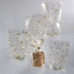 folia folia Zellglasbeutel mit Weihnachtsdruck gold 10 Stück 95 x 160 mm – Produktbild 1 von 1