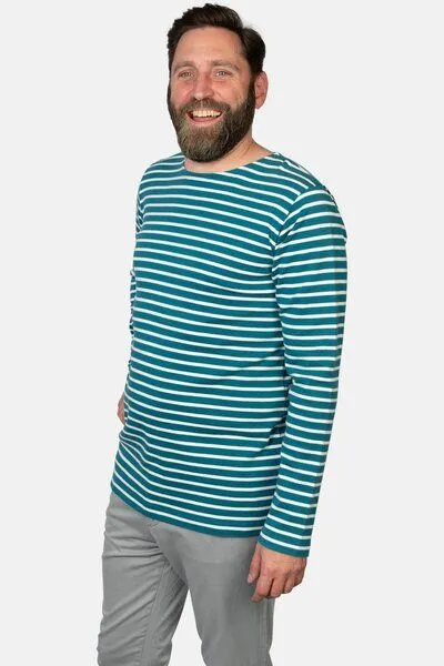 Hanseheld Hanseheld Streifenshirt Herren Petrol-Natur Langarm GOTS Organic, Natural, – Produktbild 7 von 8