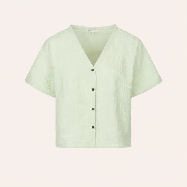 NORDLICHT NORDLICHT Musselin Shirt aus 100% Bio-Baumwolle FREJA, Salbei (grün), – Produktbild 1 von 2