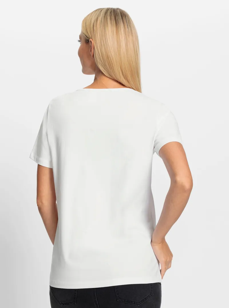 heine Kurzarmshirt weiß-marine-bedruckt, Weiß-marine-bedruckt, – Produktbild 2 von 2