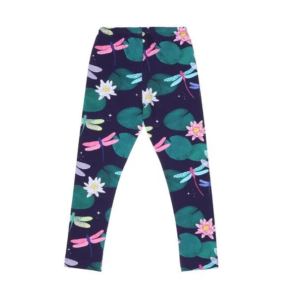 Walkiddy Walkiddy Leggings Dunkelblau Bunte Libellen-Allover Bio-Baumwolle GOTS – Produktbild 2 von 3