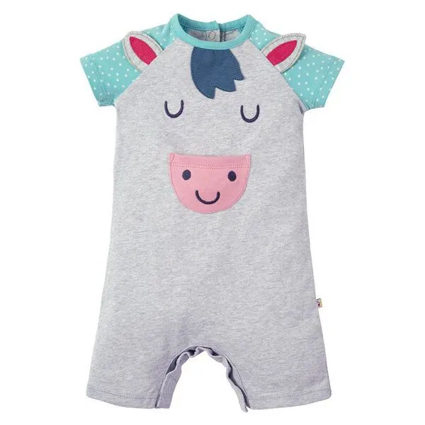 Frugi Frugi Spielanzug Pony - Smiley Summer Romper Grey/Marl/Pony – Produktbild 2 von 4