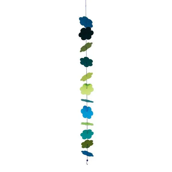 Sundara Sundara Deko-Girlande FLOWER RAIN aus handgeschöpftem Baumwollpapier, Blau, – Produktbild 1 von 2