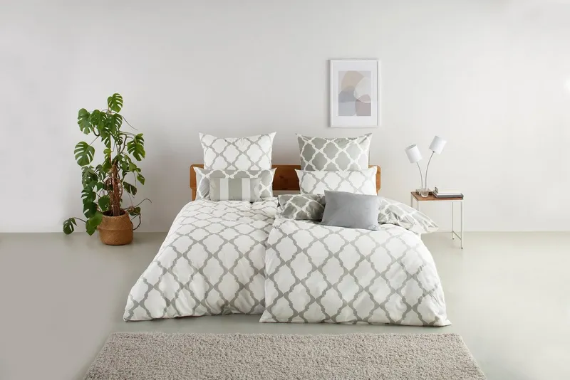OTTO home Wendebettwäsche Alba in Gr. 135x200 oder 155x220 cm, Biber, 2 teilig, Bettwäsche mit Wendeoptik, in verschiedenen Qualitäten, Baumwolle, Grau, – Produktbild 2 von 6