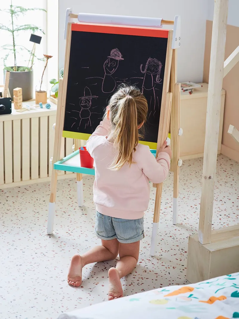 Vertbaudet 3-in-1 Tafel mit Mal-Zubehör Holz FSC®, Mehrfarbig, – Produktbild 3 von 4