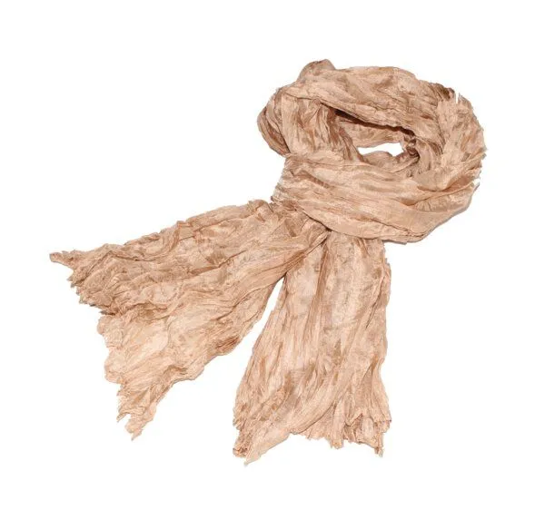 Schönes aus Indochina Schönes aus Indochina Seidenschal Crinkle einfarbig, Camel, – Produktbild 2 von 3