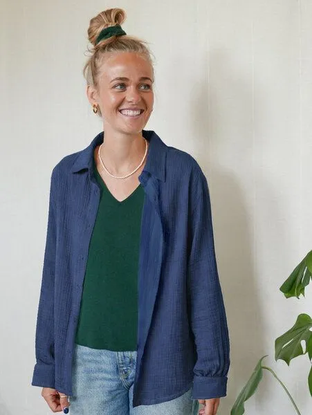 FUXBAU FUXBAU Frauen Musselinbluse, Blau, – Produktbild 1 von 4