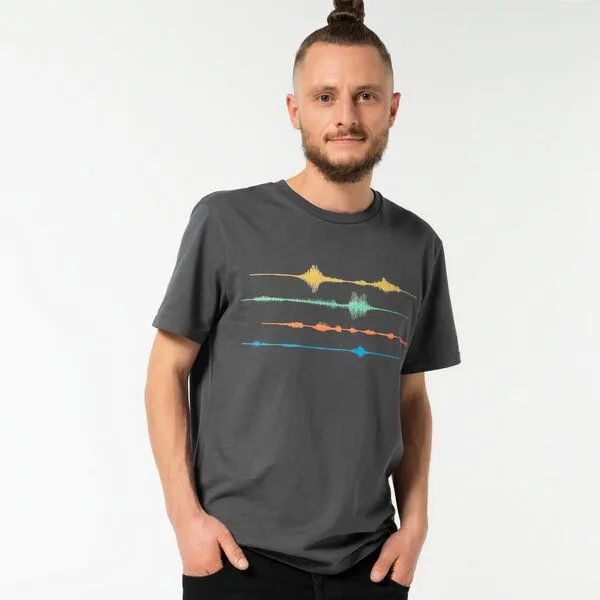 Spangeltangel Spangeltangel T-Shirt "Frequenz", Musik, Schallwelle, Biobaumwolle, Schwarz, – Produktbild 1 von 2