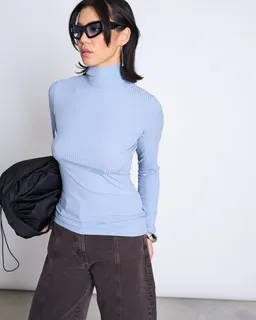 JAN N JUNE JAN 'N JUNE Damen vegan Rollkragenpullover Mio Mittelblau – Produktbild 1 von 1