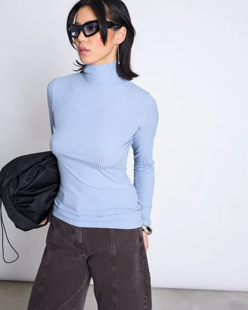 JAN N JUNE JAN 'N JUNE Damen vegan Rollkragenpullover Mio Mittelblau, Hellblau, – Produktbild 1 von 2