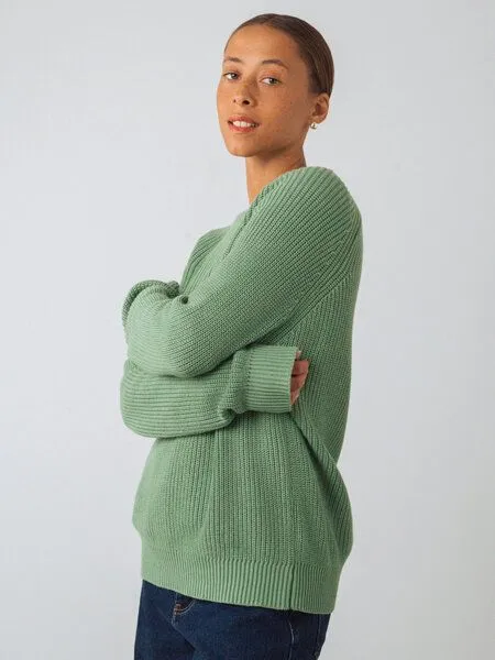 Honest Basics Honest Basics Damen Strickpullover aus 100% Bio-Baumwolle, Salbei, – Produktbild 2 von 4