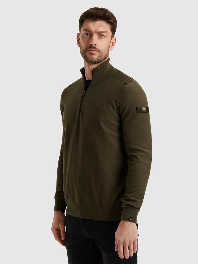 PME Legend PME Legend Half Zip Sweater Beluga Grün - Größe XL, Dunkelgrün, – Produktbild 2 von 5