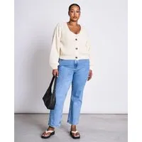 JAN N JUNE JAN N JUNE V-Ausschnitt Strickjacke LENA aus Baumwolle GOTS, Weiß, – Produktbild 1 von 1