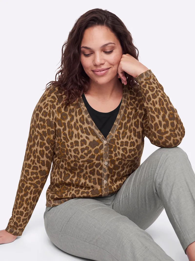 sheego sheego Cardigan camel-schoko-bedruckt, Camel-schoko-bedruckt, – Produktbild 2 von 2