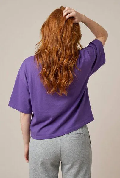 THE FACE OF ELEMENTS The Face of Elements Essential - Relaxed Boxy Fit T-Shirt aus 100% Bio-Baumwolle, Violet (lila), – Produktbild 3 von 4