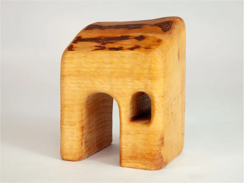 bikeho bikeho Holzbausteine natur Kleine Häuser, Erlenholz 3-teilig, Braun, – Produktbild 2 von 2