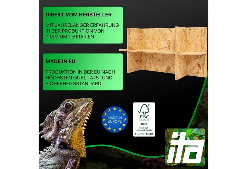 ITA Terrarium Unterschrank für Terrarien 120х60х60 Untergestell für Holzterrarien, Terrariumständer aus OSB-3 Holz - Gestell für Terrarien, Beige|braun, – Produktbild 2 von 5