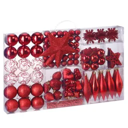 Casaria® Weihnachtskugeln Rot 102 tlg in matt glänzend & glitzernd – Produktbild 1 von 1