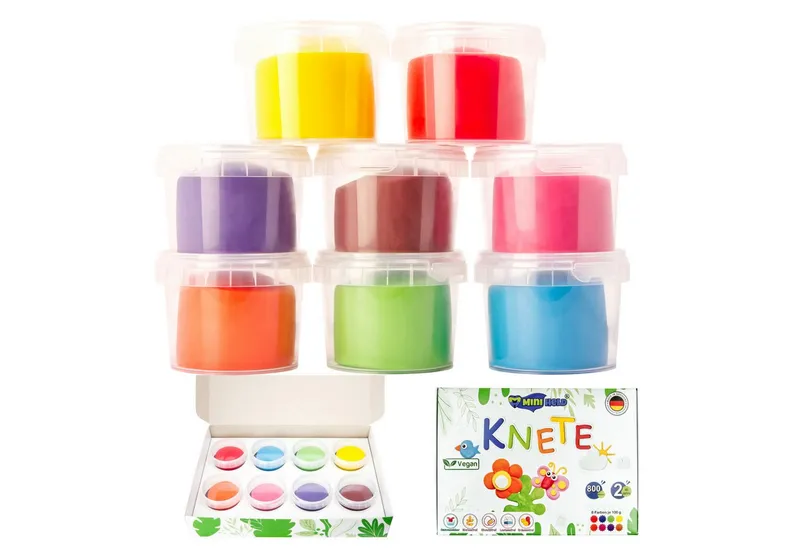 miniHeld Lernspielzeug Knete für Kinder 800g Vegan Knete Set in 8 verschiedenen Farben ab 2J – Produktbild 3 von 4