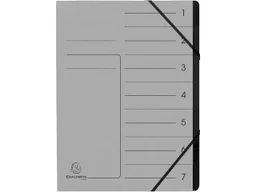 Exacompta 10 Exacompta Ordnungsmappen aus Colorspan, 355 g/m², DIN A4, Gummizug, 7 Fächer, grau – Produktbild 1 von 1