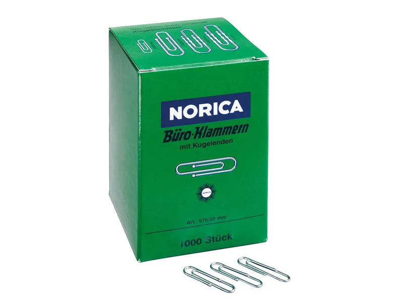 Norica Norica Büroklammern 32 mm, silber, Eisendraht verzinkt, 1.000 Stk. – Produktbild 2 von 3