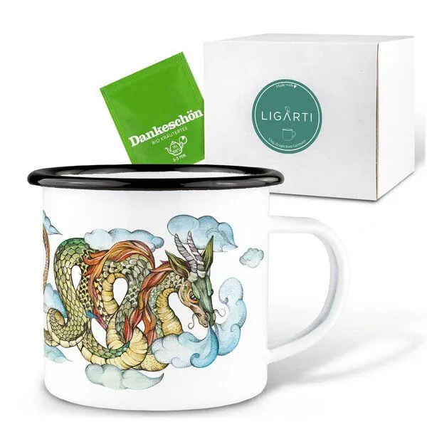 LIGARTI Emaille Tasse – Wolkendrache – LIGARTI Tiermanufaktur – Produktbild 3 von 4