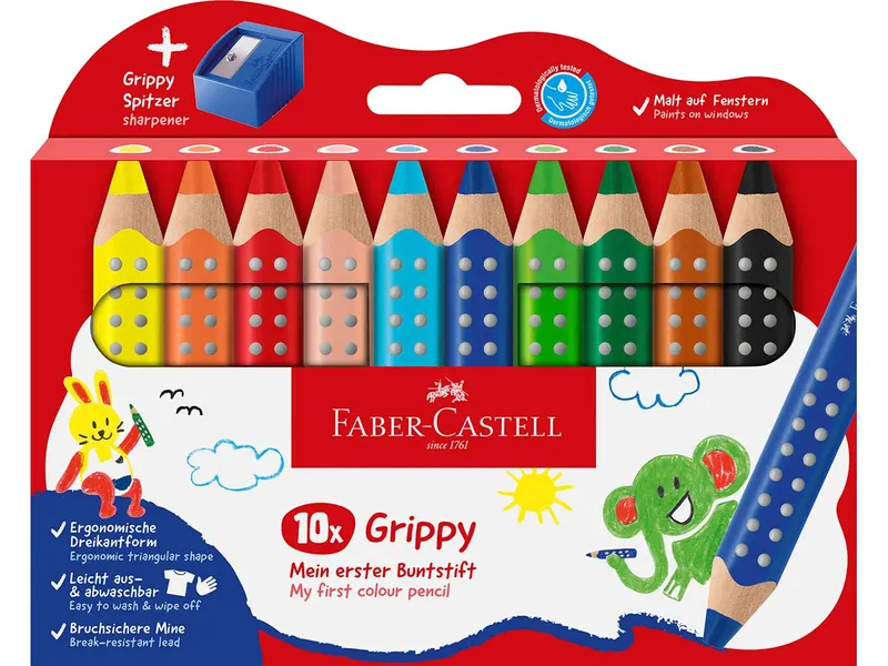 Faber-Castell Faber-Castell 10er-Set Buntstifte "Grippy" mit Spitzer – Produktbild 2 von 2