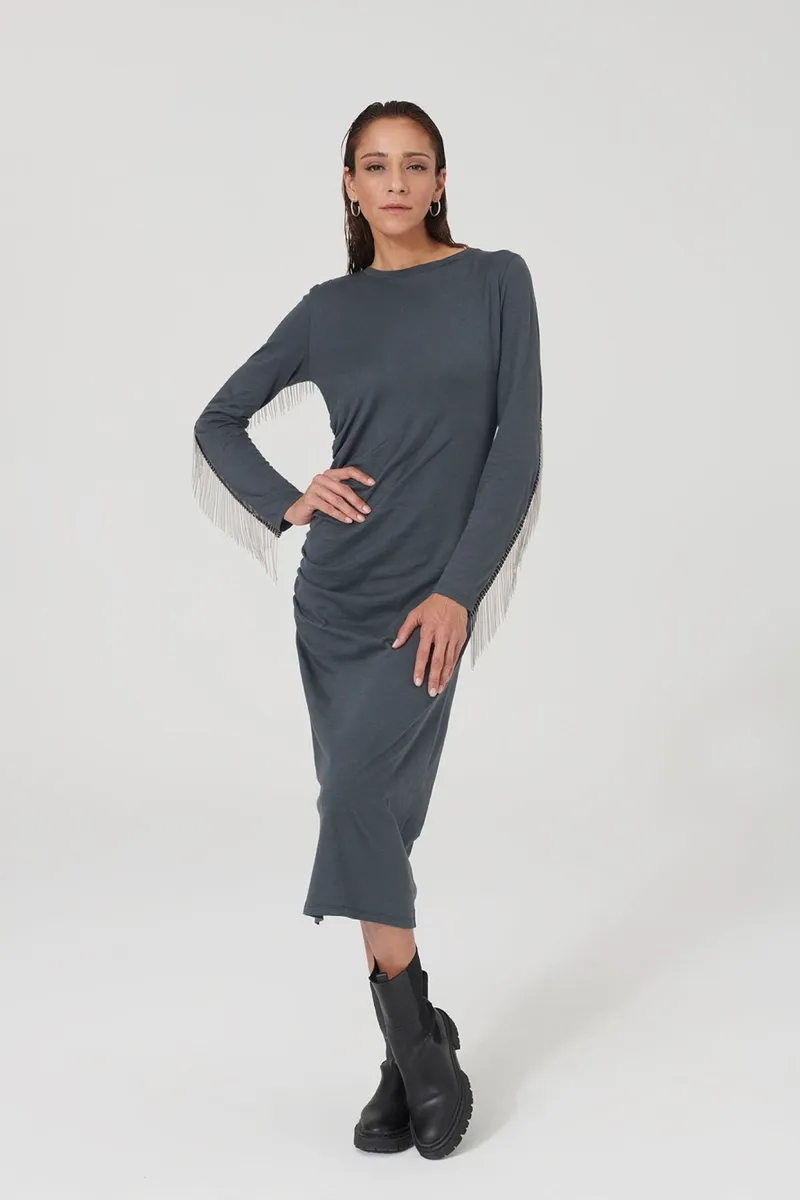 Lovjoi LOVJOI Damen vegan Kleid Beauvoire Grau, Grau, – Produktbild 2 von 2
