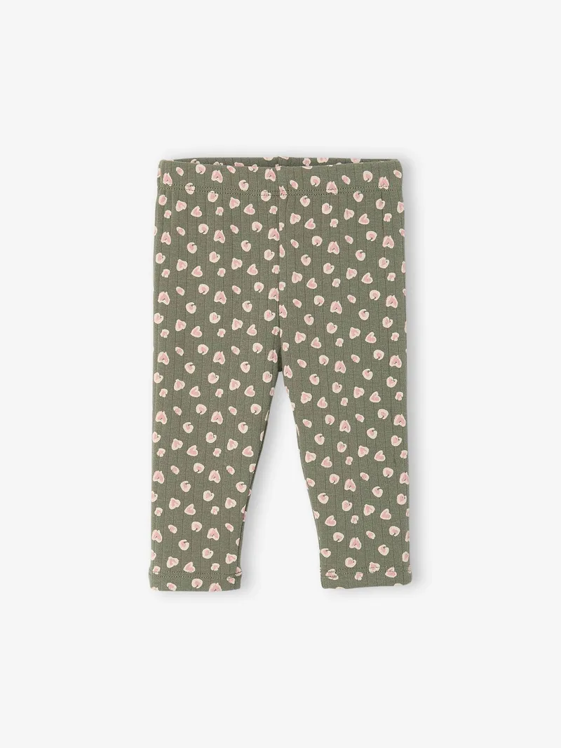 Vertbaudet Gemusterte Baby Leggings aus Rippjersey salbei, Salbeigrün, – Produktbild 1 von 2