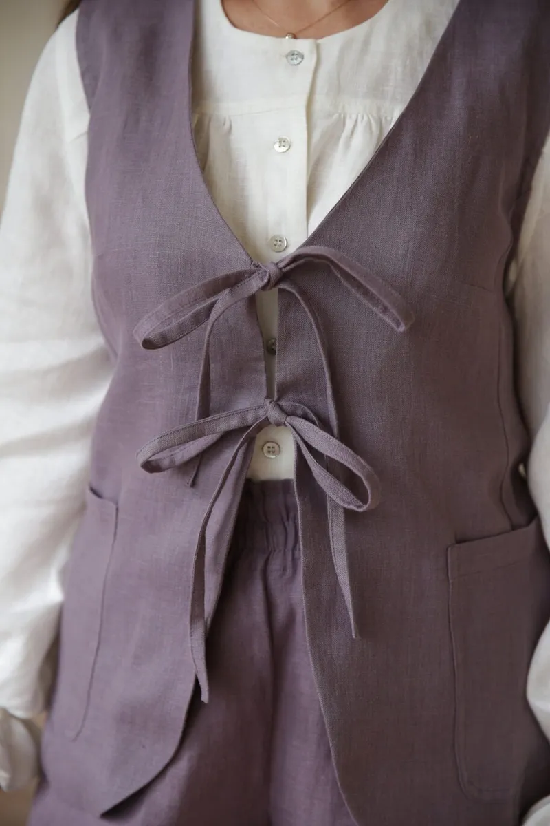 Amber Linen Amber Linen Damen vegan Weste Charlotte Lavendel Lila, Violett, – Produktbild 2 von 2